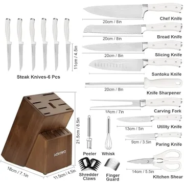 21-Piece Professional Knife Set with Wooden Block