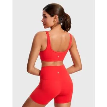 CRZ YOGA Butterluxe Mini Bra for Women - Scoop Neck Low Impact Wireless Sports Yoga Padded Cami in D...