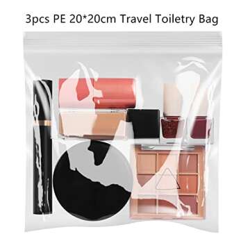 VIOZKIKI 20 * 20cm 3pcs EVA + 3pcs PE TSA Approved Travel Toiletry Bag Clear Quart Size Makeup Cosmetic Bag Airport Toiletries Liquid Pouches Holiday Accessories Essentials Organiser Reusable