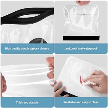 VIOZKIKI 20 * 20cm 3pcs EVA + 3pcs PE TSA Approved Travel Toiletry Bag Clear Quart Size Makeup Cosmetic Bag Airport Toiletries Liquid Pouches Holiday Accessories Essentials Organiser Reusable