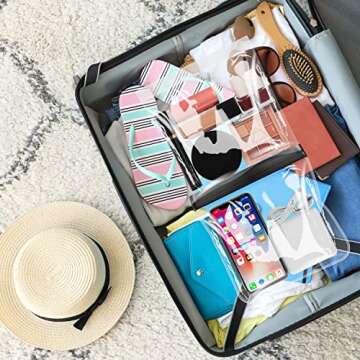 VIOZKIKI 20 * 20cm 3pcs EVA + 3pcs PE TSA Approved Travel Toiletry Bag Clear Quart Size Makeup Cosmetic Bag Airport Toiletries Liquid Pouches Holiday Accessories Essentials Organiser Reusable