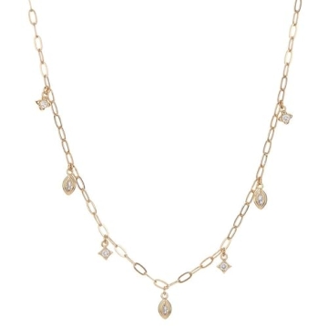 Charming 14K Gold Plated Dainty Layering Necklaces with Heart Moon Star