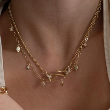 Elegant 14K Gold Plated Dainty Layering Necklace for Women