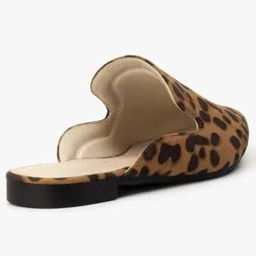 MUSSHOE Mules for Women Flats Comfortable Pointed Toe Women Mules,Leopard 8.5