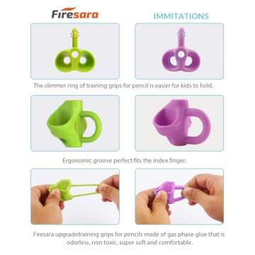 Firesara Training Grips - Colorful Elephant Design Writing Aid for All Ages