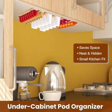 VOMELON K Cup Holder,Wooden Coffee Pod Holder,10 PCS Under Cabinets Wall Mounte Vertically/Horizontally,Coffee Pod Storage for Coffee Shop Desktop Office and Kitchen, Bamboo Wood