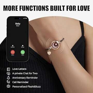TOTWOO Touch Bracelets for Couples, Vibration & Light up for Love Couples | Long Distance Relationship Gifts for Girlfriend Bluetooth Pairing Jewelry
