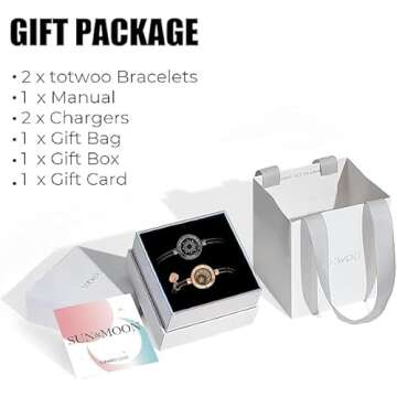 TOTWOO Touch Bracelets for Couples, Vibration & Light up for Love Couples | Long Distance Relationship Gifts for Girlfriend Bluetooth Pairing Jewelry
