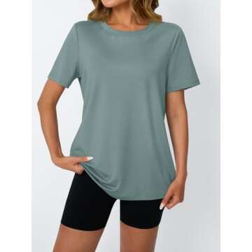 AUTOMET Women's Workout Tops - Stylish Short Sleeve Gym Shirts