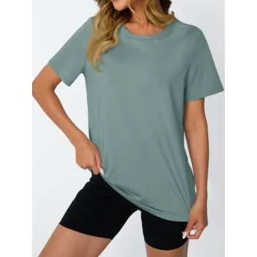 AUTOMET Women's GreyGreen Workout Tops for Summer Style