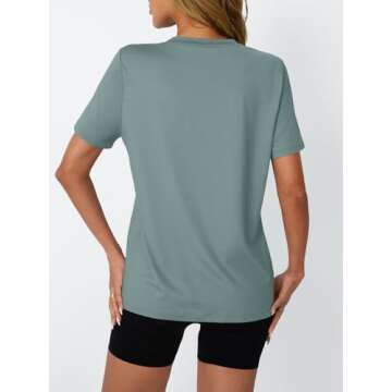 AUTOMET Women's GreyGreen Workout Tops for Summer Style