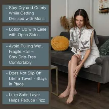 MONII Hair & Makeup Cape - Cotton & Satin, Anti-Frizz, Water Absorbent, Dry with Ease, Comfort & Pro...