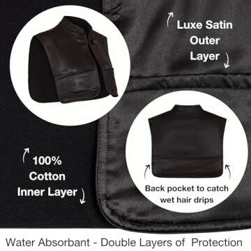 MONII Hair & Makeup Cape - Cotton & Satin, Anti-Frizz, Water Absorbent, Dry with Ease, Comfort & Protection for Self-Care