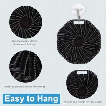 WETANG Silicone Body Scrubber, Body Wash Scrubber, Shower Scrubber for Body, Non-Slip Handle for Easy Cleaning, Travel Friendly (Black)