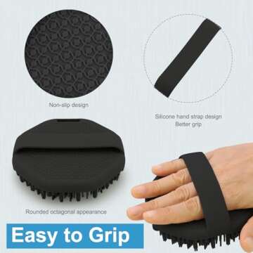 WETANG Silicone Body Scrubber, Body Wash Scrubber, Shower Scrubber for Body, Non-Slip Handle for Easy Cleaning, Travel Friendly (Black)