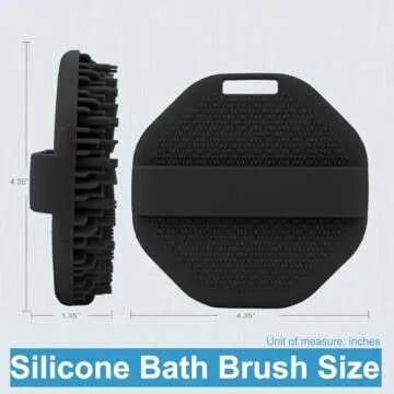 WETANG Silicone Body Scrubber, Body Wash Scrubber, Shower Scrubber for Body, Non-Slip Handle for Easy Cleaning, Travel Friendly (Black)