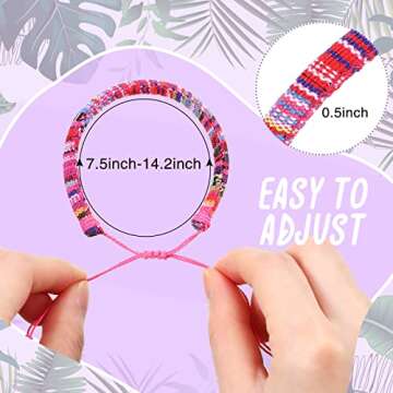 Yinkin 18 Pcs Boho Surfer Bracelet Anklet Adjustable Beaded Anklets Colorful Handmade Braided String...