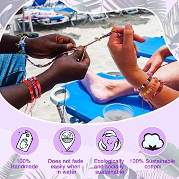 Yinkin 18 Pcs Boho Surfer Bracelet Anklet Adjustable Beaded Anklets Colorful Handmade Braided String Bracelet Beach Boho Jewelry for Women Men