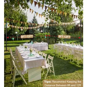 Sprimden 10ft String Light Poles for Outdoors, Outside Light Poles for Hard Ground Surface, Backyard, Patio, Outdoor Lighting, Matte Black, 2 Pack