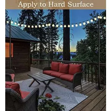 Sprimden 10ft String Light Poles for Outdoors, Outside Light Poles for Hard Ground Surface, Backyard, Patio, Outdoor Lighting, Matte Black, 2 Pack