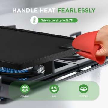 NutriChef Cast Iron Reversible Grill Plate for Healthy Cooking