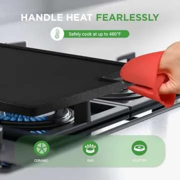 NutriChef Cast Iron Reversible Grill Plate for Healthy Cooking