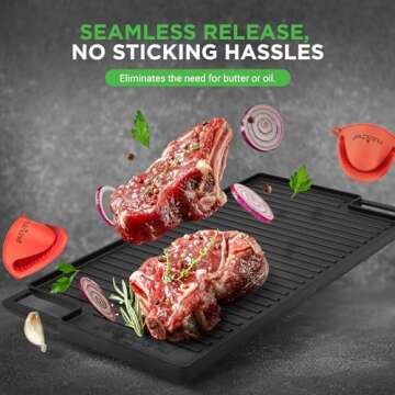 NutriChef Cast Iron Reversible Grill Plate for Healthy Cooking