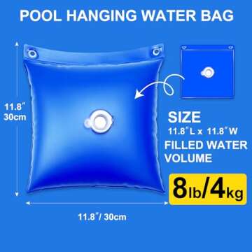 Upgrade 16 Pack Swimming Pool Cover Hanging Water Bags with 100 Cable Ties,0.4mm Thicker PVC Water Bag Tubes for Pool Weight,100% Leakproof,for Above Ground/Inground Winter Pool Cover