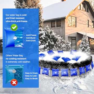 Upgrade 16 Pack Swimming Pool Cover Hanging Water Bags with 100 Cable Ties,0.4mm Thicker PVC Water Bag Tubes for Pool Weight,100% Leakproof,for Above Ground/Inground Winter Pool Cover