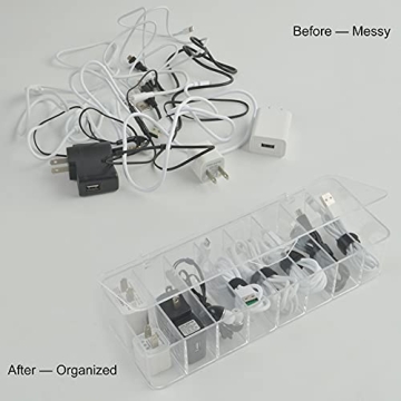 Electronics Cable Organizer 8 Sections Clear Acrylic Storage Bin