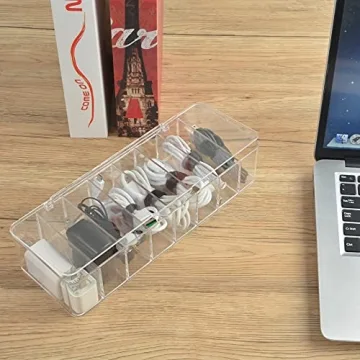 Electronics Cable Organizer 8 Sections Clear Acrylic Storage Bin