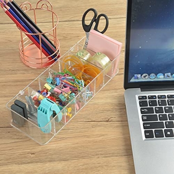 Electronics Cable Organizer 8 Sections Clear Acrylic Storage Bin