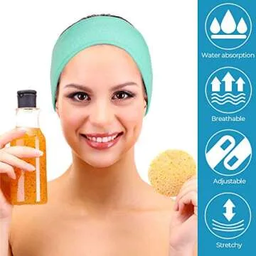 Whaline Spa Headbands - Soft and Adjustable Towel Bands