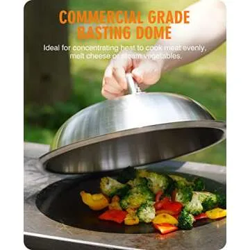 HOMENOTE Griddle Accessories for Blackstone, Commercial Grade 12 Inch Heavy Duty Melting Dome with Round Cast Iron Smash Burger Press Perfect for Flat Top Hibachi Grill Indoor Outdoor