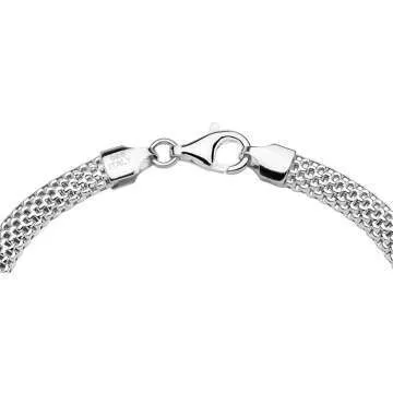 Elegant 5mm Sterling Silver Mesh Link Chain Bracelet