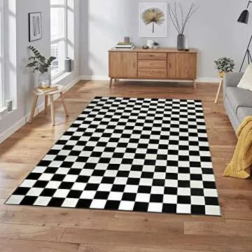 Seavish Checkered Rug - Lightweight Washable Area Rug