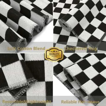 Seavish Checkered Rug - Lightweight Washable Area Rug