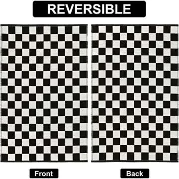 Seavish Checkered Rug - Lightweight Washable Area Rug