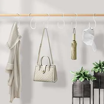 NEZA Purse Hanger, 8 White Metal and Rubber Coated Hooks for Closet Storage, Twist Design for Easy Display