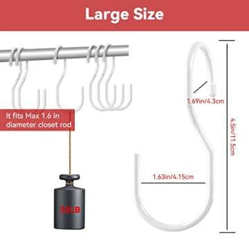 NEZA Purse Hanger, 8 White Metal and Rubber Coated Hooks for Closet Storage, Twist Design for Easy Display