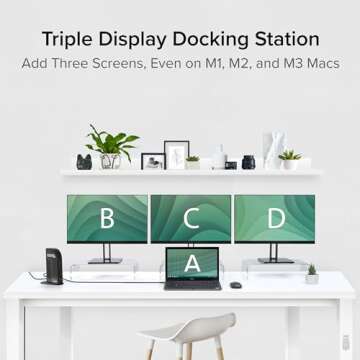Plugable 13-in-1 USB-C Triple Monitor Docking Station, 100W Laptop Charging, DisplayLink Docking Station for Mac (Driver Req), Windows, Chrome (3 HDMI, 1 USB-C with 20W Charging, 4 USB, Ethernet, SD)