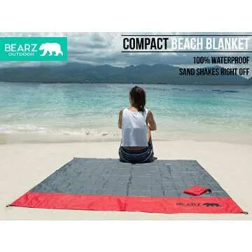 BEARZ Outdoor Pocket Blanket - Beach Blanket Waterproof Sandproof, Picnic Blankets Waterproof Foldab...