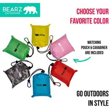 BEARZ Outdoor Pocket Blanket - Beach Blanket Waterproof Sandproof, Picnic Blankets Waterproof Foldable, Lightweight & Compact for Hiking, Camping, Travel, Festival Accessories (Red)