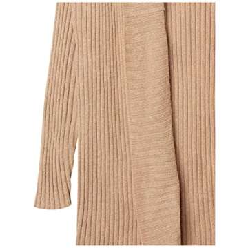 Amazon Essentials Women's Oversized Open Front Knee Length Sweater Coat, Camel Heather, Medium