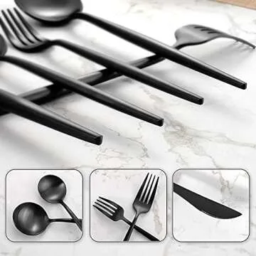 Stylish Matte Black 40-Peice Silverware Set for 8