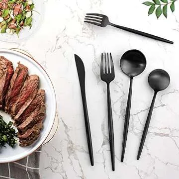 Stylish Matte Black 40-Peice Silverware Set for 8