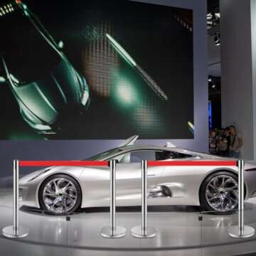 Ferraycle Stainless Steel Stanchions with Retractable Belt Barriers 6.6 ft Crowd Control Poles Ropes Safety Barriers Stanchions Post Ropes Line Dividers Queue Line Poles