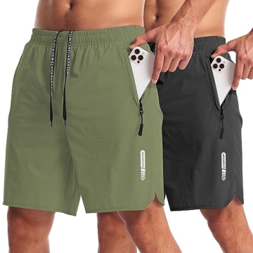 CANGHPGIN 2 Pack Mens Workout Athletic Shorts 7 inch Inseam Quick Dry Hiking Shorts Men Lightweight ...