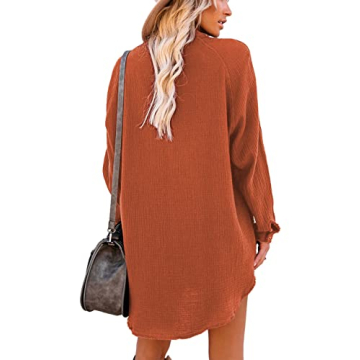 iGENJUN Women's Long Sleeve Beach Cover-ups Tunic with Pockets