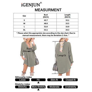 iGENJUN Women's Long Sleeve Beach Cover-ups Tunic with Pockets